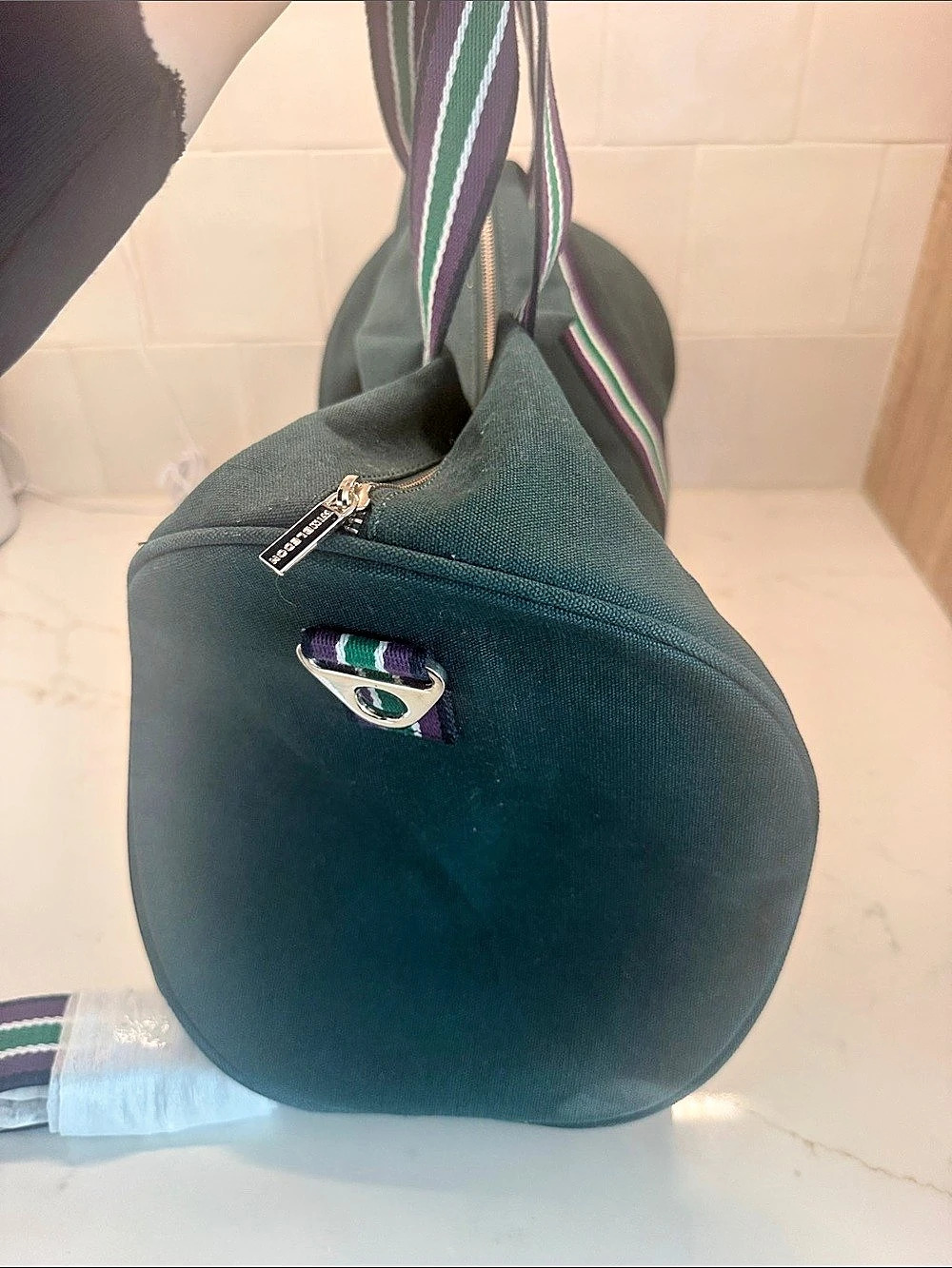 Wimbledon SW19 Duffle Bag in Green & Purple - Picture 5 of 7